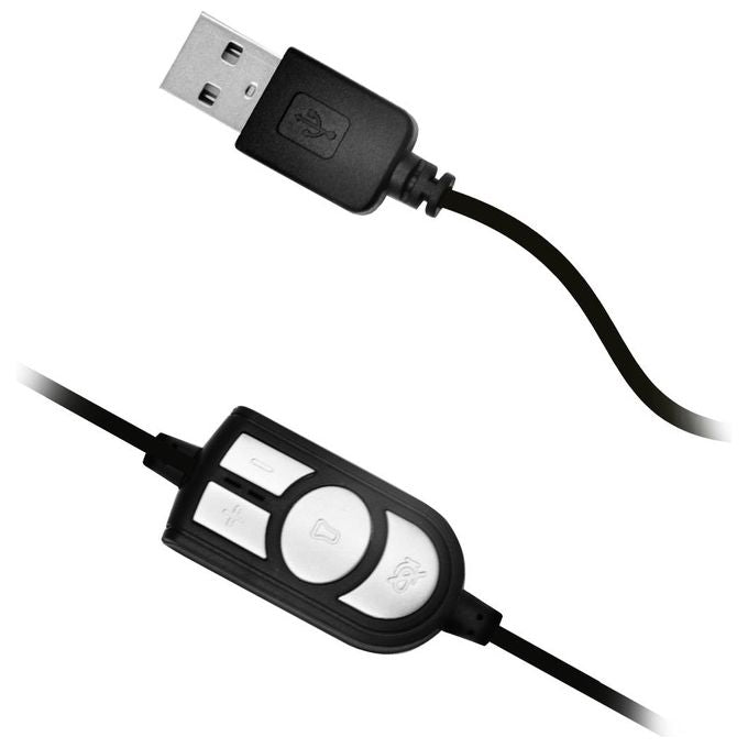 Atlantis P003-USB501 Cuffia Stereo con Microfono Usb Cavo 1.8mt Nero