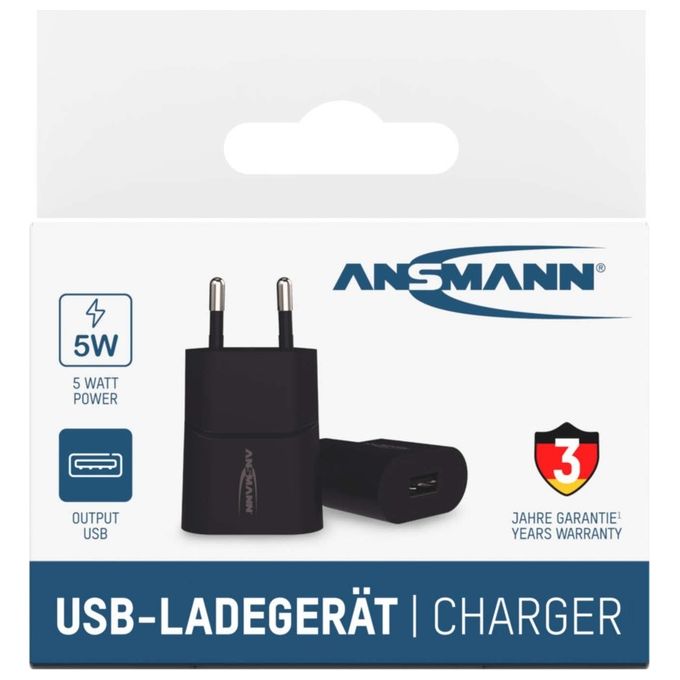 Ansmann Home Caricabatterie HC105 1xUSB 1000mA Nero