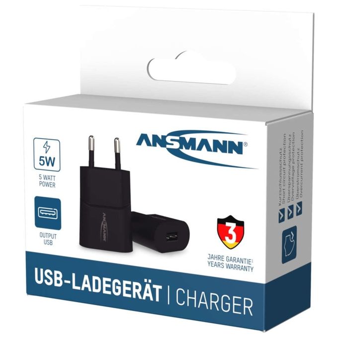 Ansmann Home Caricabatterie HC105 1xUSB 1000mA Nero