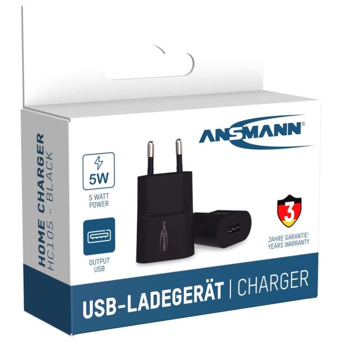Ansmann Home Caricabatterie HC105 1xUSB 1000mA Nero