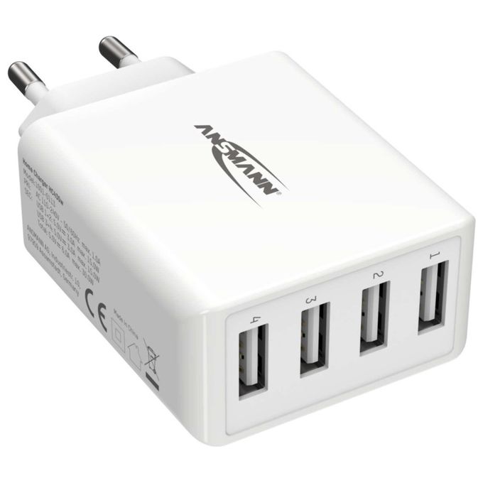 Ansmann Home HC430 Caricatore USB a 4 Porte da 30W 3000mA Bianco