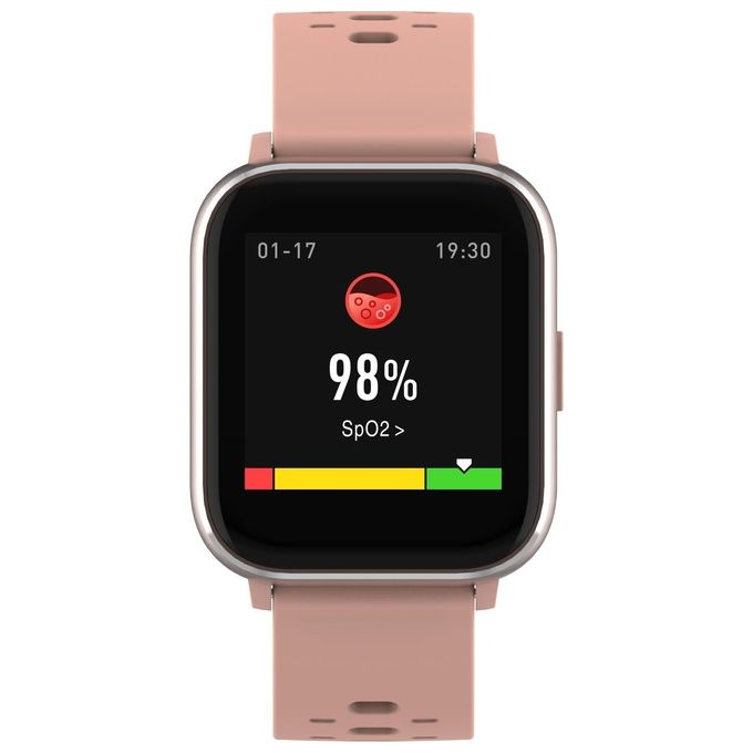 Denver SW-1664ROSE Smartwatch con Display Touch 1,4 Pollici Sensore Battito Cardiaco Saturimetro Termometro IP68 Compatibile iOS e Android colore Rosa