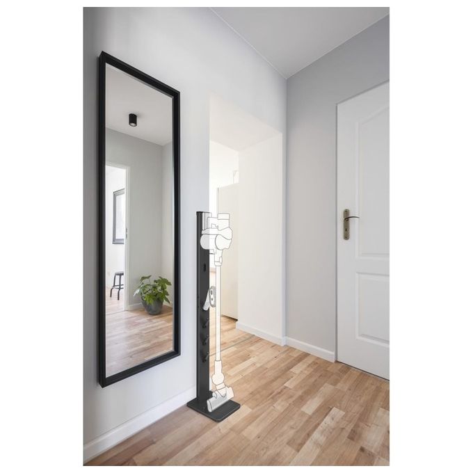 Xavax 00181562 Supporto Organizer per Aspirapolvere Senza Fili in Alluminio 29,5x22x128 cm colore Nero