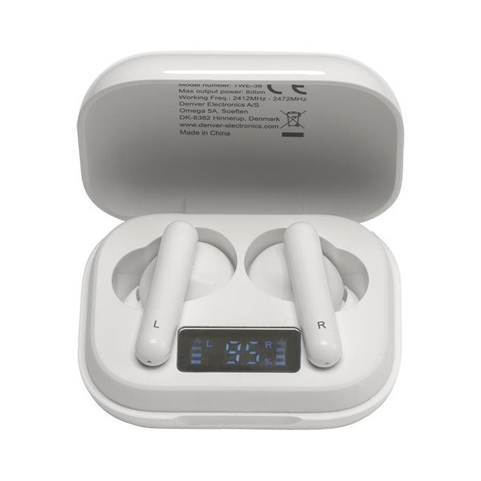 Denver TWE-38 Auricolari True Wireless Bluetooth Bianco