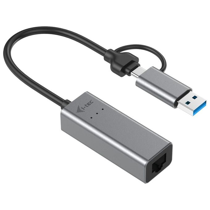 I-tec C31METAL25LAN Metal USB-C-USB-A 2.5Gbps Ethernet Adapter Velocita' fino a 2500 Mbit-s Compatibile con Thunderbolt 3-4 colore Grigio