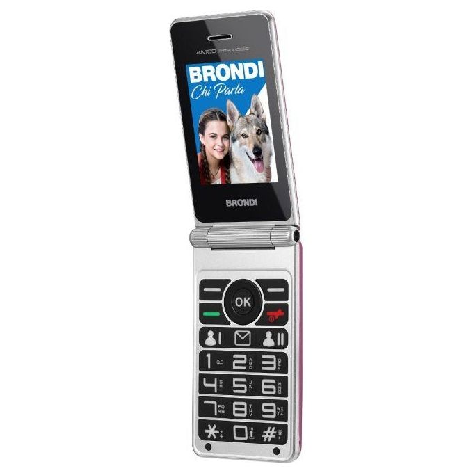 Brondi 10279002 Amico Prezioso Telefono Cellulare Clamshell Dual SIM 2G Display 1.77'' Tasto SOS Fotocamera 1.3 MP Bluetooth colore Viola