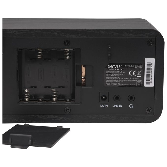 Denver DAB-30BLACK Radio Portatile Digitale DAB DAB+ FM 1 W RMS Display LCD Sveglia colore Nero