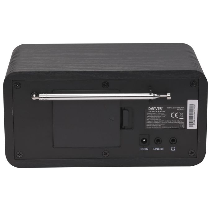 Denver DAB-30BLACK Radio Portatile Digitale DAB DAB+ FM 1 W RMS Display LCD Sveglia colore Nero