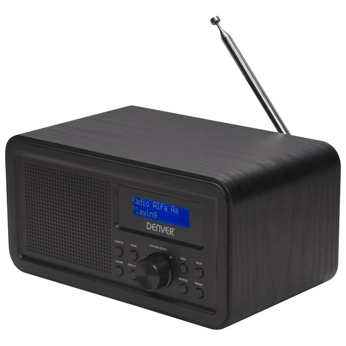 Denver DAB-30BLACK Radio Portatile Digitale DAB DAB+ FM 1 W RMS Display LCD Sveglia colore Nero