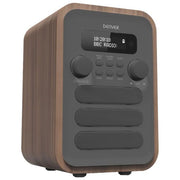 Denver DAB-48GREY Radio Digitale DAB+ FM Bluetooth 2,5 W 80 Preset Doppia Sveglia Telecomando colore Grigio Legno