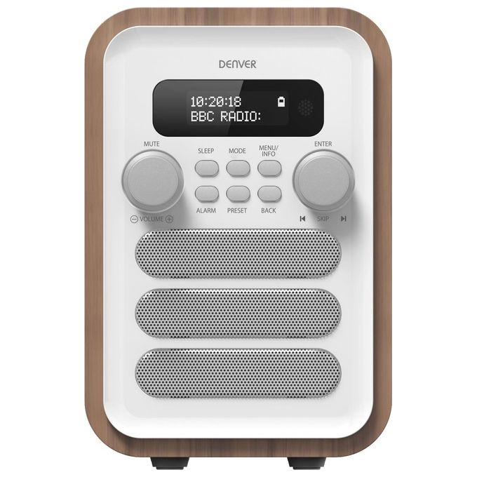 Denver DAB-48WHITE Radio Digitale DAB+ FM Bluetooth 2.5 W Display LCD 40 Preset Telecomando colore Bianco