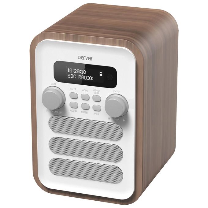 Denver DAB-48WHITE Radio Digitale DAB+ FM Bluetooth 2.5 W Display LCD 40 Preset Telecomando colore Bianco