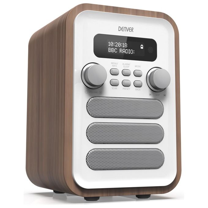 Denver DAB-48WHITE Radio Digitale DAB+ FM Bluetooth 2.5 W Display LCD 40 Preset Telecomando colore Bianco