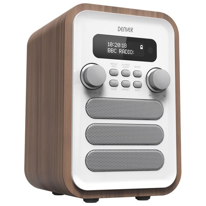 Denver DAB-48WHITE Radio Digitale DAB+ FM Bluetooth 2.5 W Display LCD 40 Preset Telecomando colore Bianco