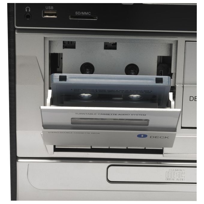 Denver MRD-166 Sistema Stereo Giradischi Lettore CD Doppio Cassette Radio DAB+ FM USB SD 4W colore Nero