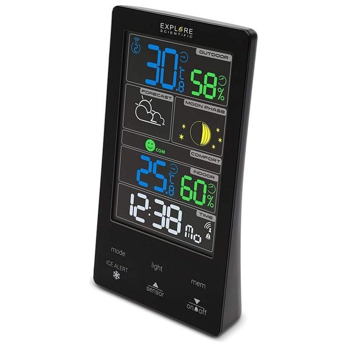 Explore Scientific WSC4009 Stazione Meteo Display Touch a Colori Previsioni Tempo Dual Alarm Fasi Lunari colore Nero