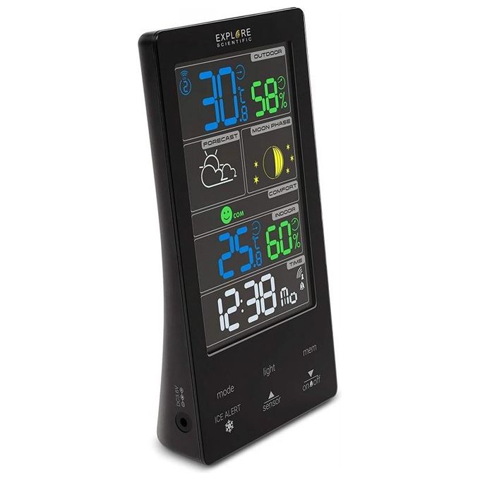 Explore Scientific WSC4009 Stazione Meteo Display Touch a Colori Previsioni Tempo Dual Alarm Fasi Lunari colore Nero