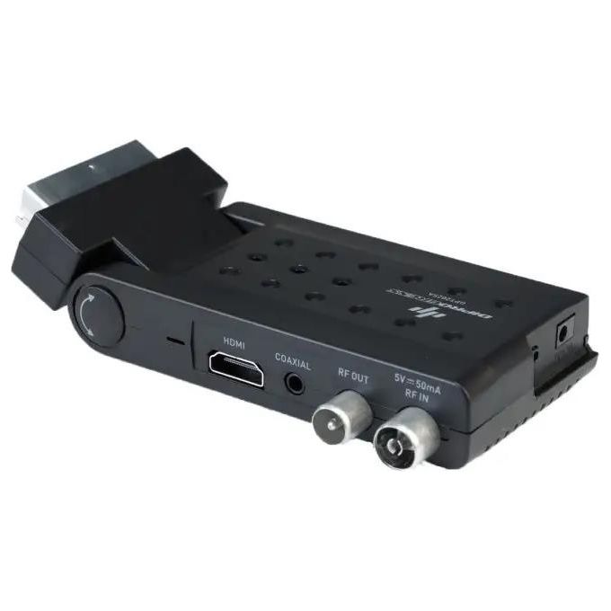 Diprogress DPT202SB Decoder Digitale Terrestre Scart Stick DVB-T2 HEVC H.265 Main 10 bit HDMI Telecomando Universale 2in1 colore Nero
