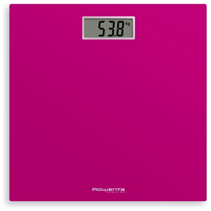 Rowenta BS1403 Premiss Bilancia Pesapersone Elettronica 150 Kg Vetro Temperato 30x30 cm Accensione Automatica colore Rosa