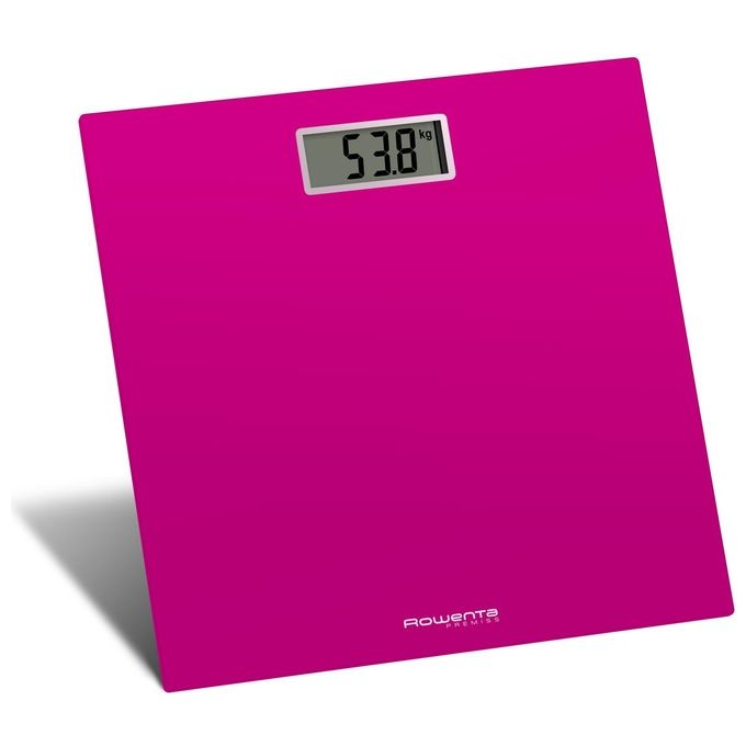 Rowenta BS1403 Premiss Bilancia Pesapersone Elettronica 150 Kg Vetro Temperato 30x30 cm Accensione Automatica colore Rosa