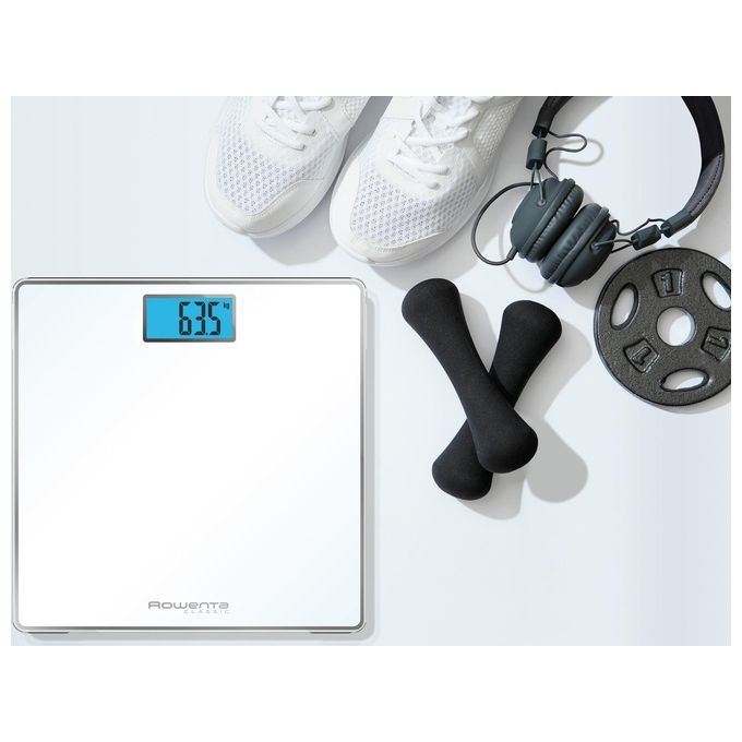 Rowenta Classic Bs1501 Bilancia Pesapersone Elettronica 31x31cm Fino a 160Kg Vetro Temperato Bianco