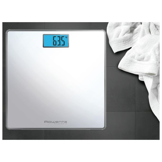 Rowenta Classic Bs1501 Bilancia Pesapersone Elettronica 31x31cm Fino a 160Kg Vetro Temperato Bianco
