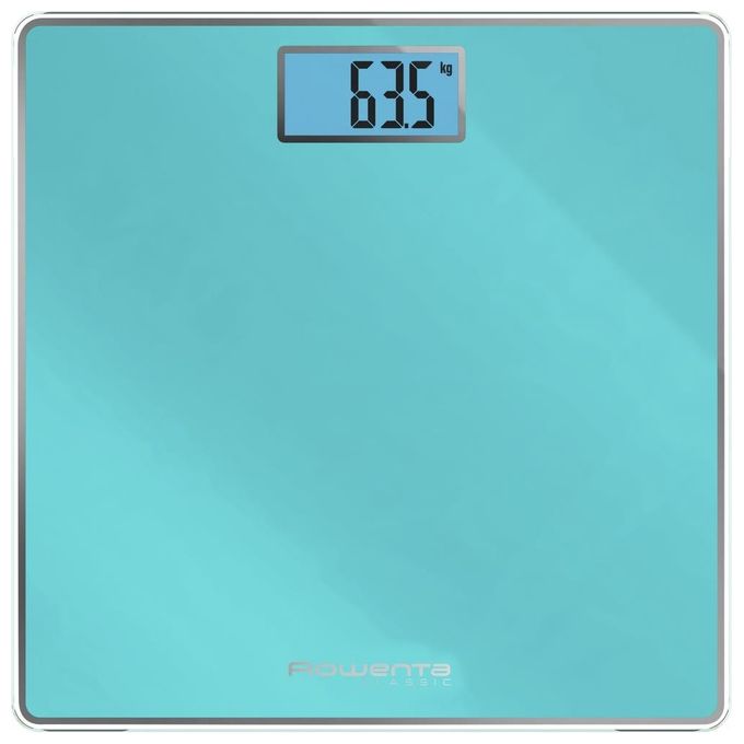 Rowenta BS1503 Classic Bilancia Pesapersone Elettronica 160 Kg Vetro Temperato Display Retroilluminato colore Turchese