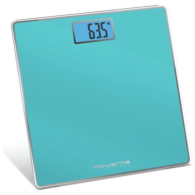 Rowenta BS1503 Classic Bilancia Pesapersone Elettronica 160 Kg Vetro Temperato Display Retroilluminato colore Turchese
