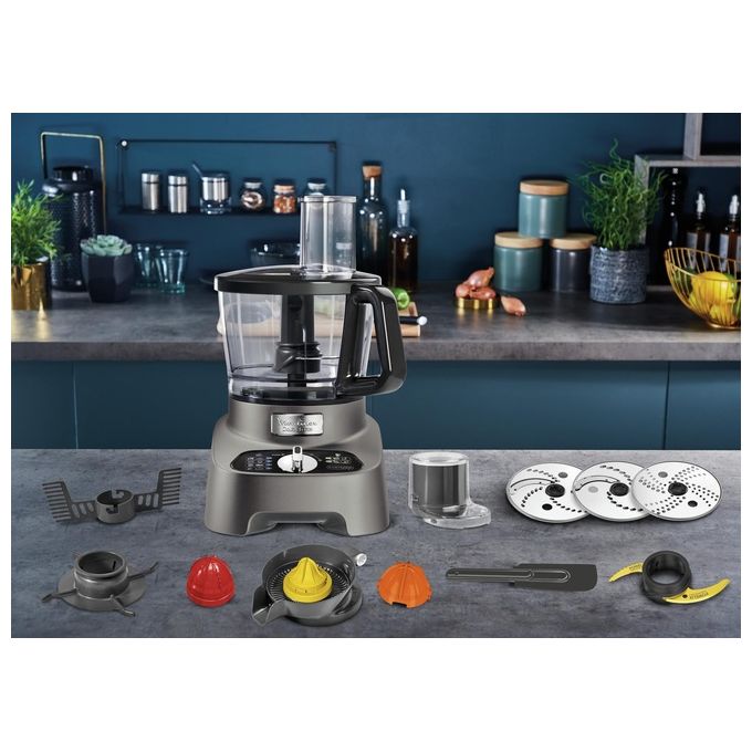 Moulinex FP825E10 Double Force Robot da Cucina Multifunzione 3 L 1000 W 10 Accessori colore Nero Grigio