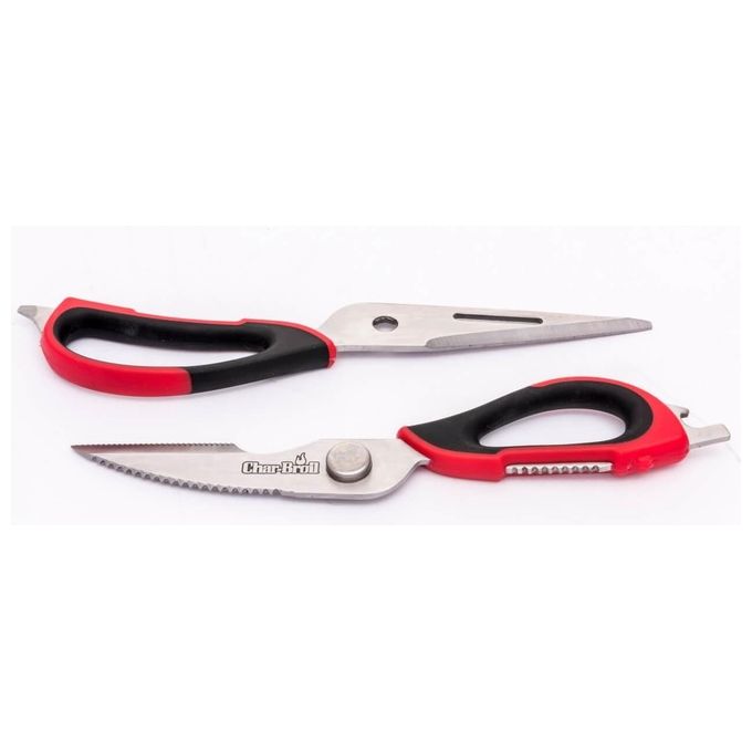 Char-Broil 140024 Forbici per Carne lame in acciaio inossidabile separabili apribottiglie lavabile in lavastoviglie colore Nero Rosso Acciaio