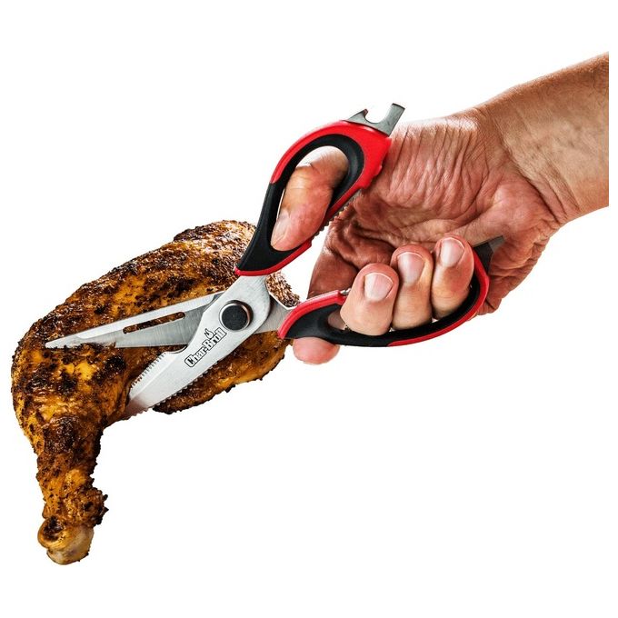 Char-Broil 140024 Forbici per Carne lame in acciaio inossidabile separabili apribottiglie lavabile in lavastoviglie colore Nero Rosso Acciaio