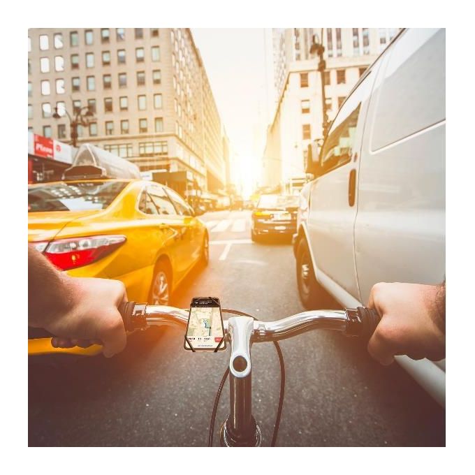 Celly POWERBIKEBK Supporto Smartphone per Bici con Power Bank 5000 mAh 2 Porte USB Rotazione 360° colore Nero