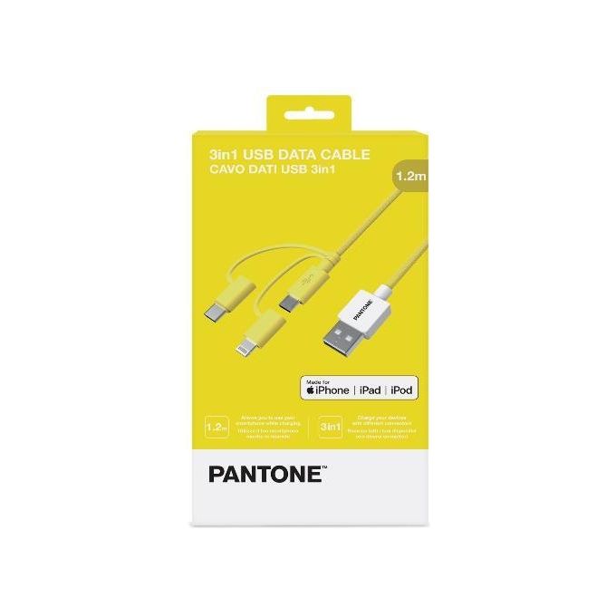 Pantone PT-USB003Y1 Cavo 3in1 Giallo 1.2mt