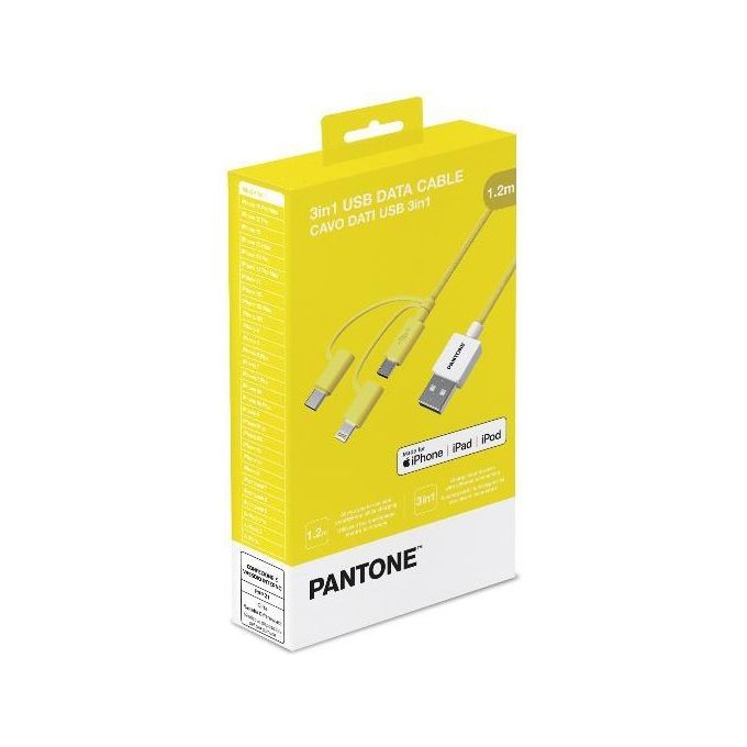 Pantone PT-USB003Y1 Cavo 3in1 Giallo 1.2mt