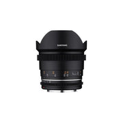 Samyang 23052 VDSLR MK2 Obiettivo Cinematografico Manuale 14 mm T3.1 per Canon RF Full Frame Angolo di Campo 115.7° con Scala Focus e Apertura su Entrambi i Lati colore Nero