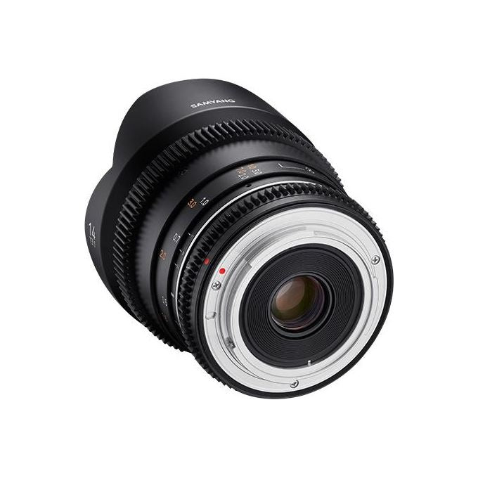 Samyang 23052 VDSLR MK2 Obiettivo Cinematografico Manuale 14 mm T3.1 per Canon RF Full Frame Angolo di Campo 115.7° con Scala Focus e Apertura su Entrambi i Lati colore Nero