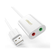 Ugreen Adattatore Usb 2.0 a 2x3.5mm Jack Aux Cuffie e Microfono Bianco