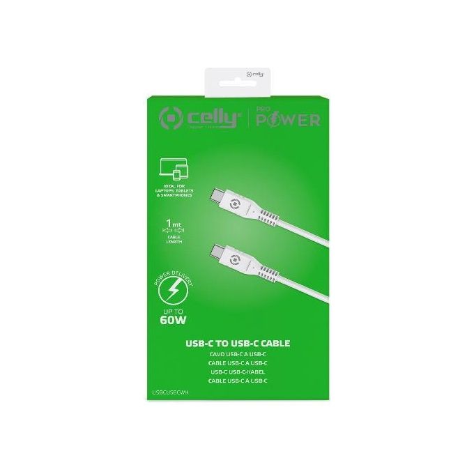 Celly Cavo Usb-C Usb-C PD 60W Bianco