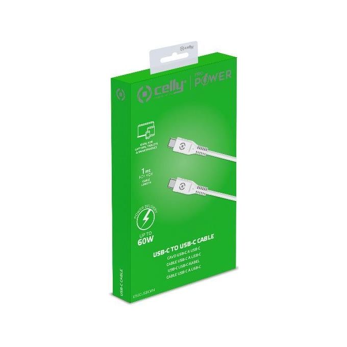 Celly Cavo Usb-C Usb-C PD 60W Bianco