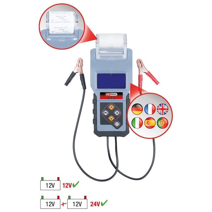 KS Tools 550.1646 Tester per Batteria Digitale con Stampante Integrata 12 V Intervallo 1.5-17 V CCA 50-1400 A colore Nero Blu