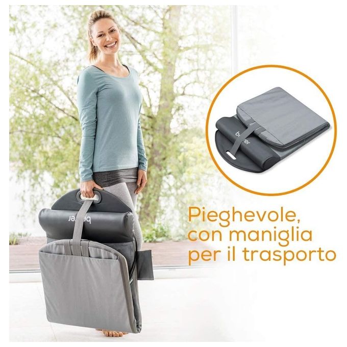 Beurer 25012X0280 MG 280 Yoga Materassino per Yoga e Stretching con Massaggio Shiatsu Vibrazione e Calore colore Grigio