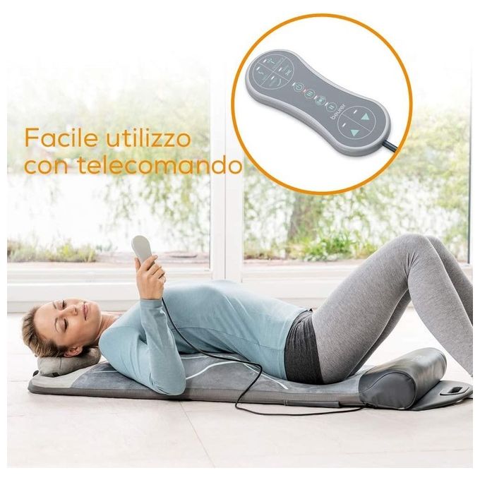 Beurer 25012X0280 MG 280 Yoga Materassino per Yoga e Stretching con Massaggio Shiatsu Vibrazione e Calore colore Grigio