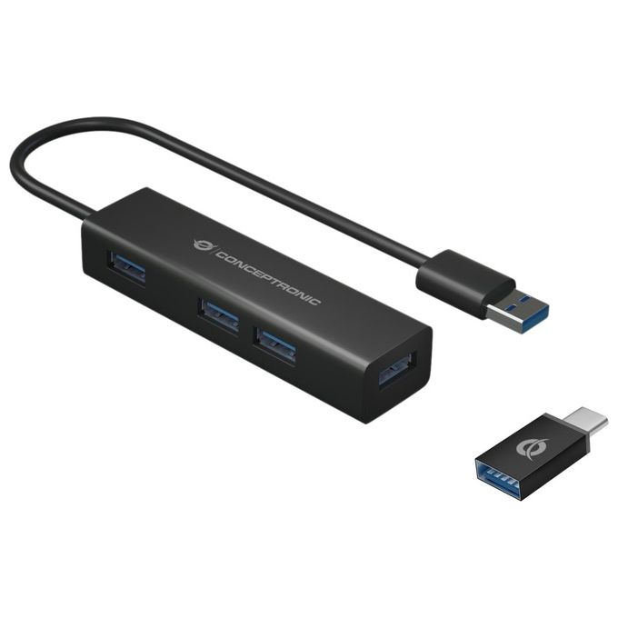 Conceptronic HUBBIES06B Hub di Interfaccia Usb 3.2 Gen 1 Type-A 5000Mbit-s Nero
