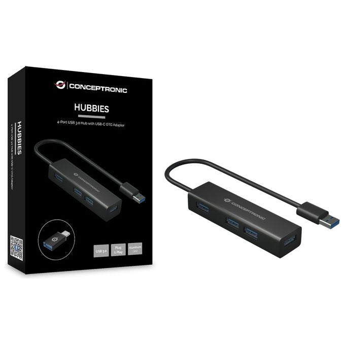 Conceptronic HUBBIES06B Hub di Interfaccia Usb 3.2 Gen 1 Type-A 5000Mbit-s Nero