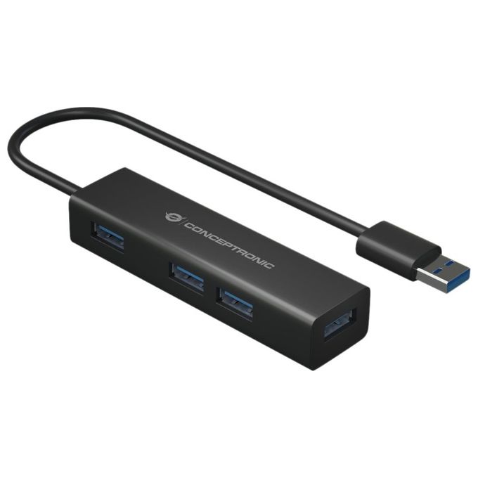 Conceptronic HUBBIES06B Hub di Interfaccia Usb 3.2 Gen 1 Type-A 5000Mbit-s Nero