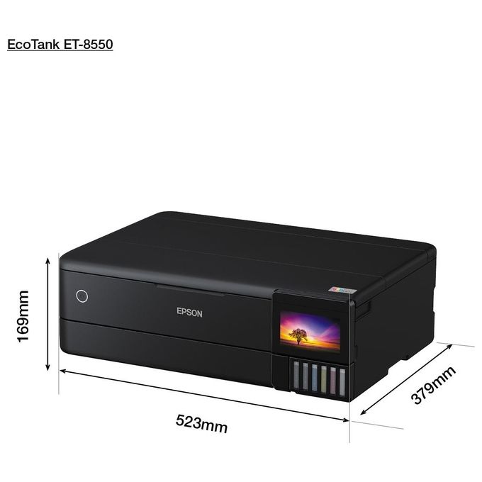 Epson C11CJ21401 EcoTank ET-8550 Stampante Multifunzione Inkjet A3+ 6 colori 5760x1440 DPI Wi-Fi Ethernet Touchscreen colore Nero