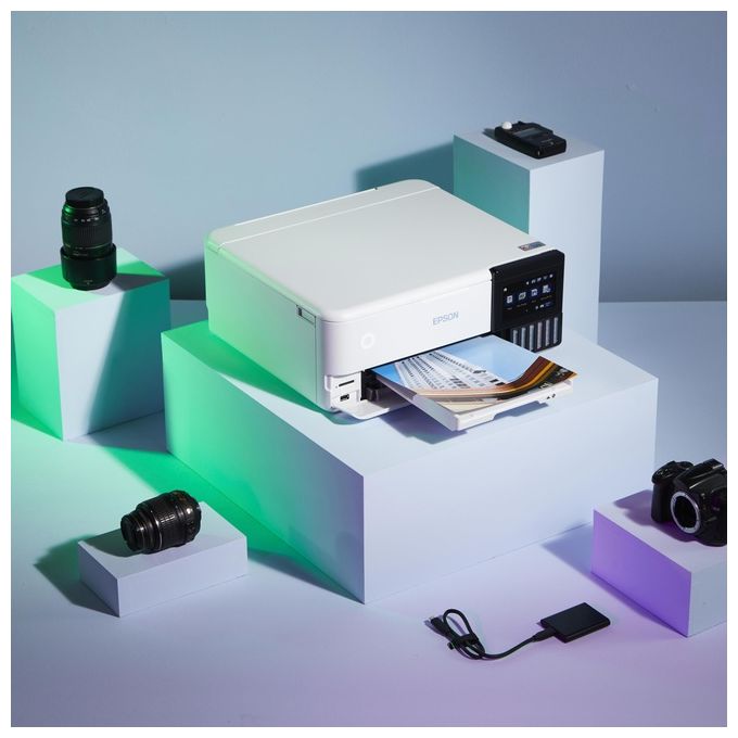 Epson C11CJ20401 EcoTank ET-8500 stampante fotografica multifunzione a serbatoio 6 colori Wi-Fi Direct Ethernet touchscreen 10,9 cm stampa fronte retro automatica colore Bianco