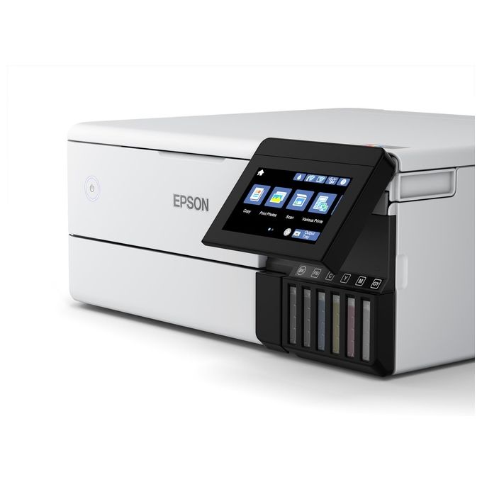 Epson C11CJ20401 EcoTank ET-8500 stampante fotografica multifunzione a serbatoio 6 colori Wi-Fi Direct Ethernet touchscreen 10,9 cm stampa fronte retro automatica colore Bianco