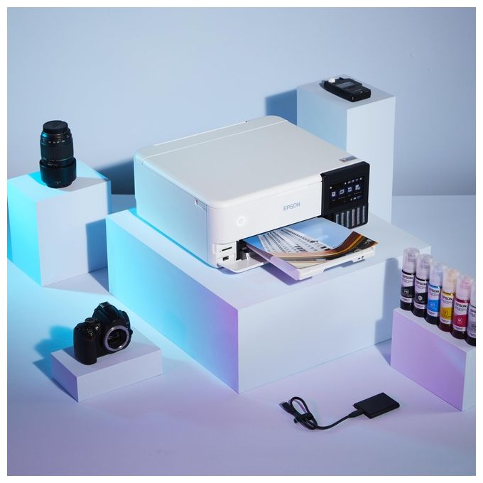 Epson C11CJ20401 EcoTank ET-8500 stampante fotografica multifunzione a serbatoio 6 colori Wi-Fi Direct Ethernet touchscreen 10,9 cm stampa fronte retro automatica colore Bianco