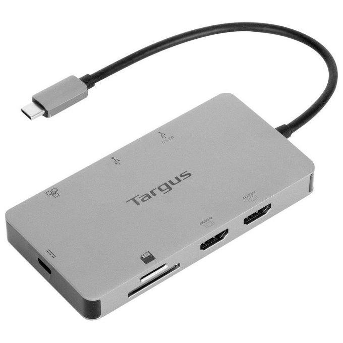 Targus DOCK423EU Docking Station USB-C Doppio HDMI 4K 60Hz PD Pass-Thru 100W Gigabit Ethernet colore Grigio
